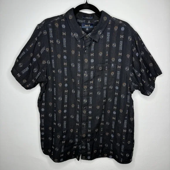 Roark Journey Camp Shirt Mens X-Large Black Blaveis Embroidered Huckberry Nordic - Picture 1 of 7
